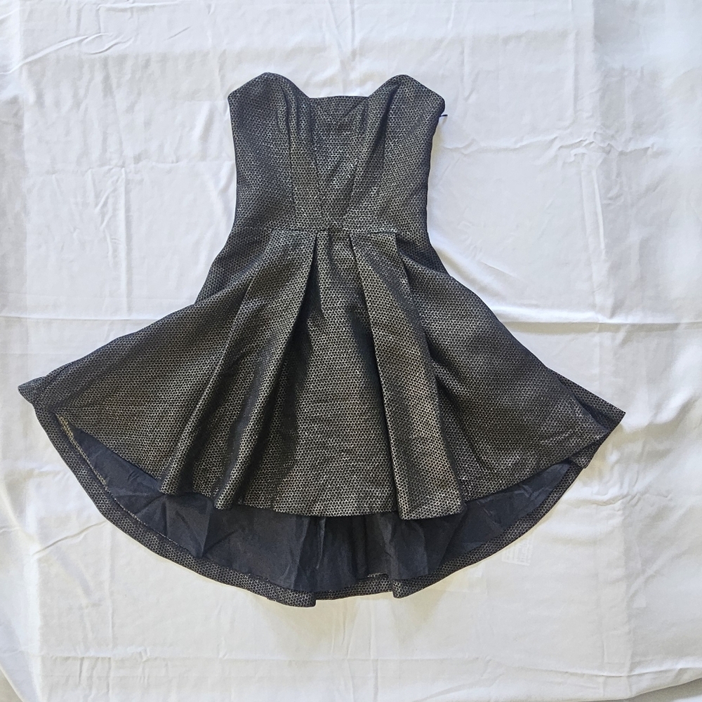French Connection Elegant Black & Gold Strapless Dress